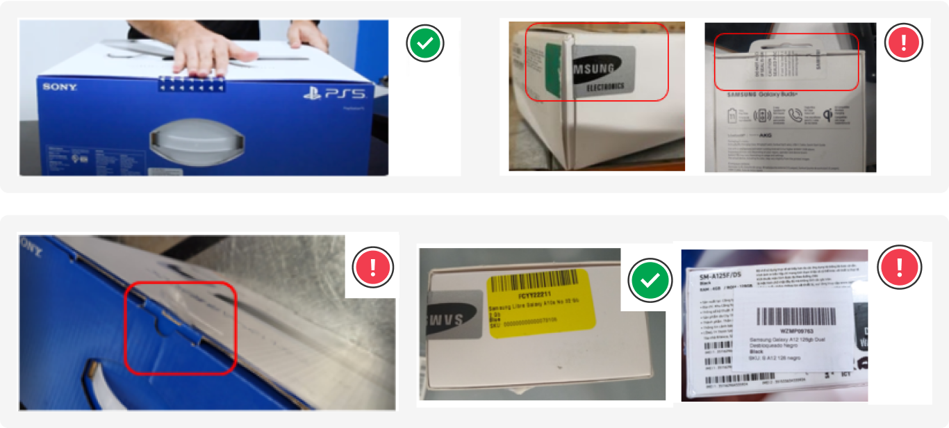 Images showing how the packages must be sent.